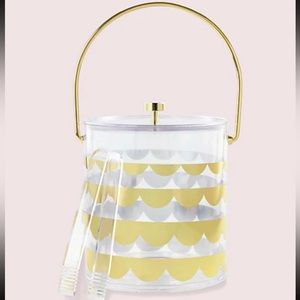 NWT Kate Spade Gold Scalloped Acrylic Ice Bucket with Tongs